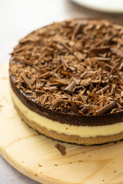 istock Triple chocolate layers baked cheese cake 1423064009
