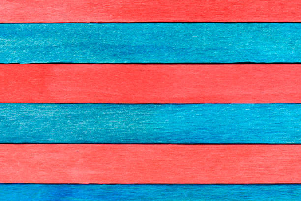 istock Red and blue painted wooden boards. 1423069297