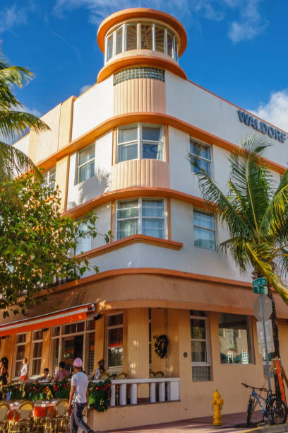 Waldorf Hotel, Miami Beach Miami Beach, FL, US-November 20, 2021: Art Deco hotels line Ocean Boulevard in the trendy South Beach area including the historic Waldorf hotel. 1 hotel south beach stock pictures, royalty-free photos & images