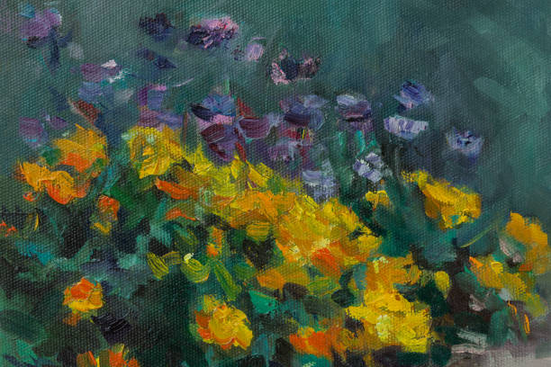 istock Abstract flowers oil painting. 1423072670