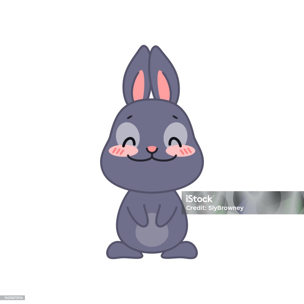 Cartoon Rabbit Blusbhing Cute Blushing And Smiling Bunny Stock Illustration - Download Image Now ...
