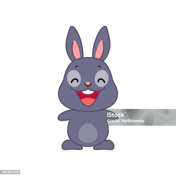 Smiling Rabbit Head Cute Smiling Bunny Stock Illustration - Download Image Now - Animal ...