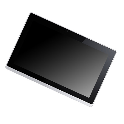 Modern black tablet isolated on white background