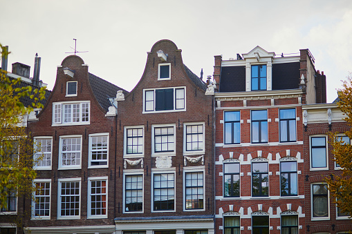 Scenic view of beautiful buildings in Amsterdam, the Netherlands