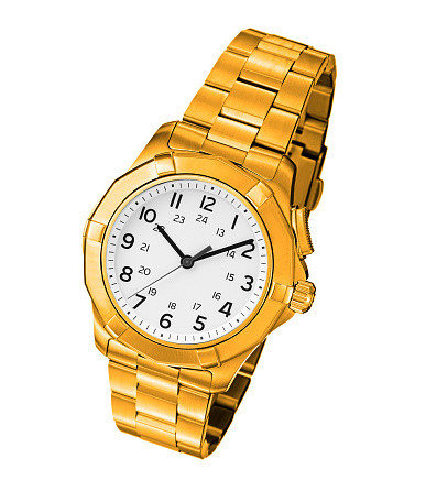 classic chronograph wristwatch close up; with clipping path