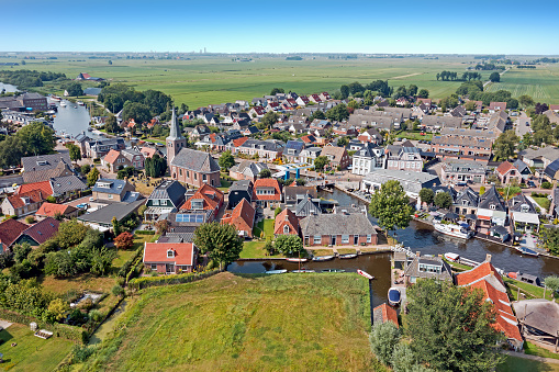 Aerial from the village Warten in Friesland the Netherlands