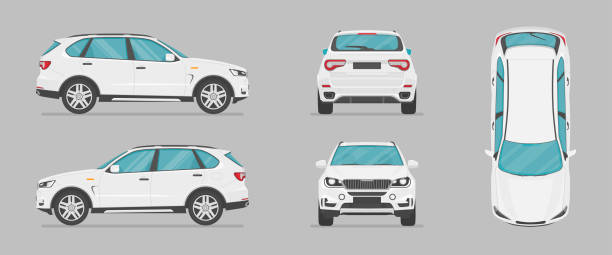 ilustrações, clipart, desenhos animados e ícones de сar branco de lados diferentes. - sports utility vehicle