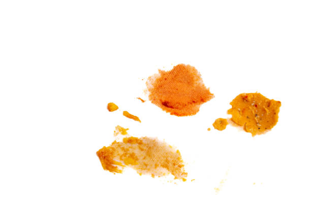 Food stains isolated on white background. Top view.