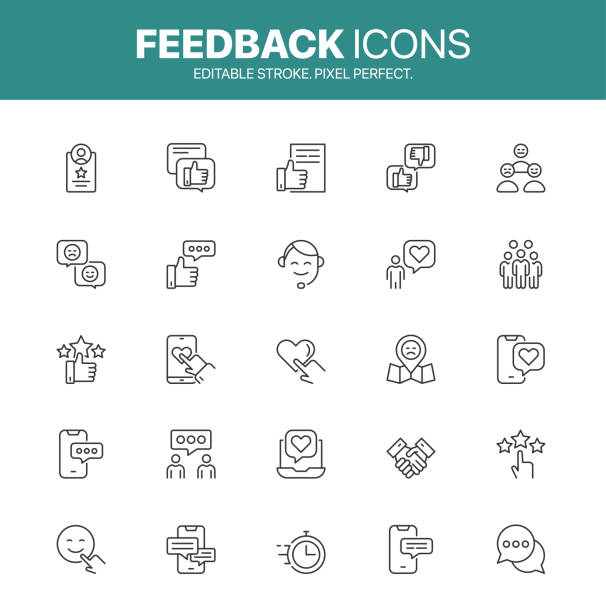 フィードバック アイコン セット。顧客アイコンと個人アイコン。改善記号 - improvise点のイラスト素材／クリップアート素材／マンガ素材／アイコン素材