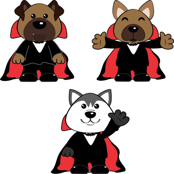 istock halloween dracula costume cartoon dogs set illustration 1423087049