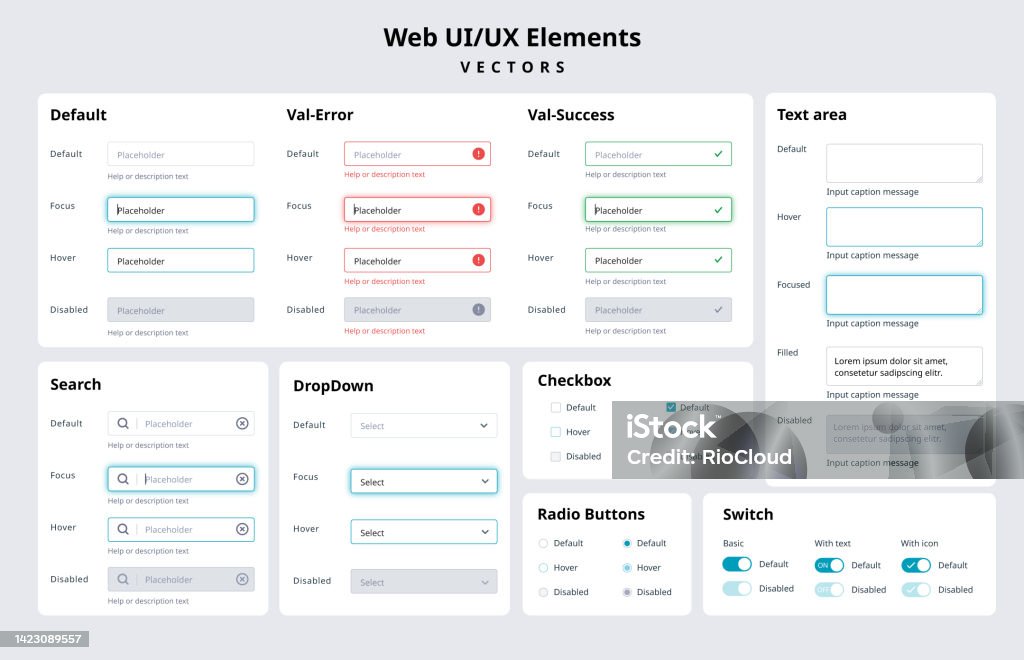 Application Input Design Web Application Design Ui Elements Vector Set Stock Illustration ...
