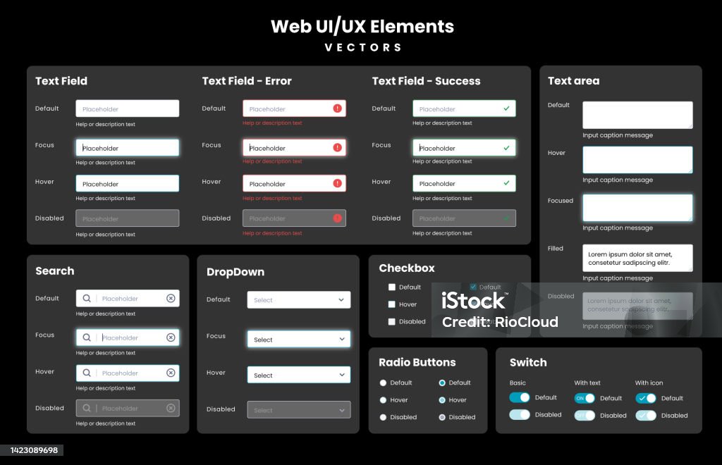 Application Input Design Web Application Design Ui Elements Vector Set Stock Illustration ...