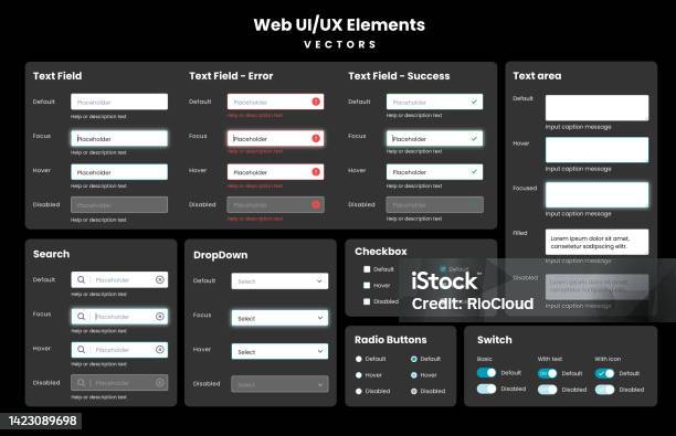 Web Application Design Ui Elements Vector Set Stock Illustration ...