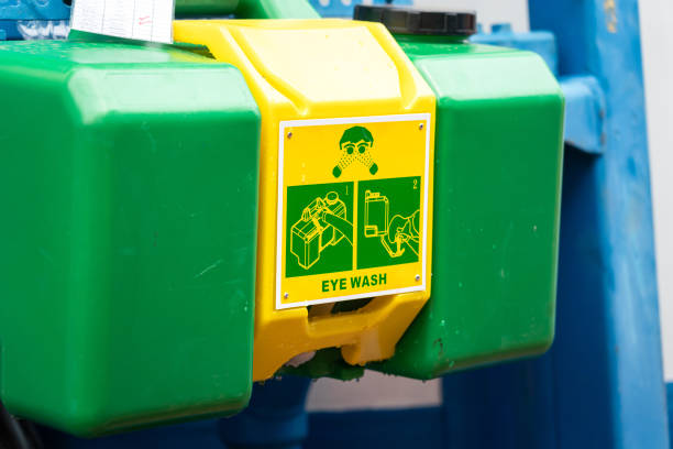 istock Emergency eye wash station for industrial use. 1423091891