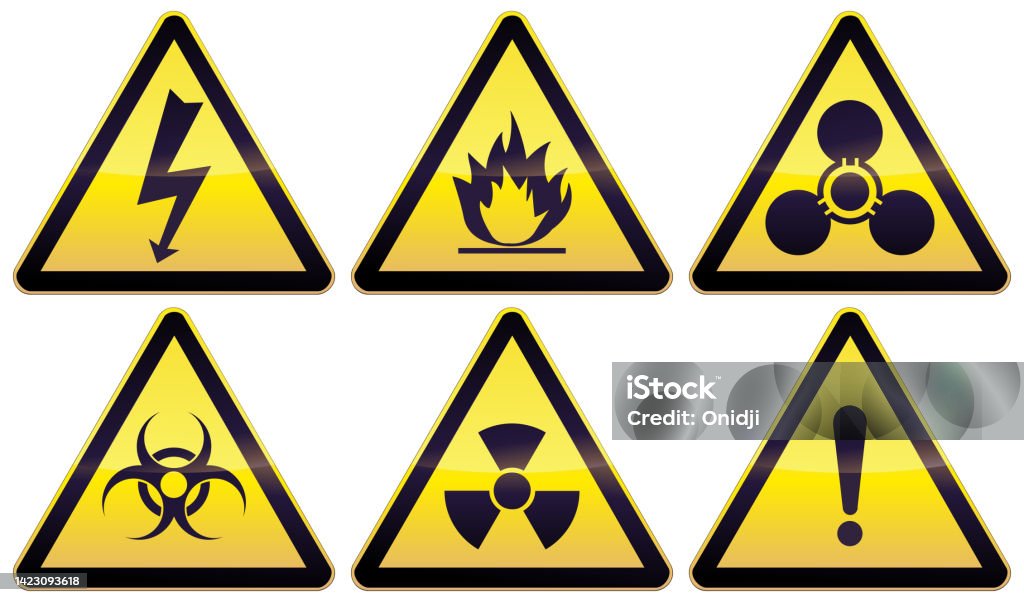 Warning Signs In Engineering Triangular Industrial And Chemical Warning Sign Collection Stock ...
