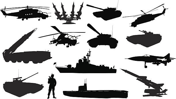 Military silhouettes set High detailed soviet (russian) military silhouettes doe deer silhouette stock illustrations