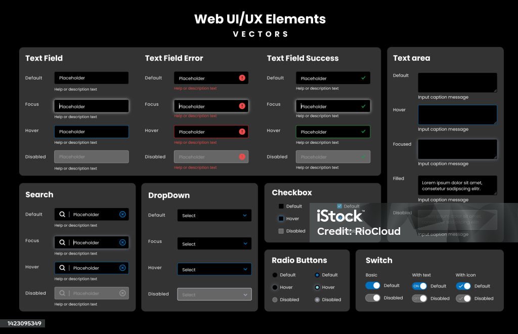 Input Web Design Web Application Design Ui Elements Vector Set Stock Illustration ...