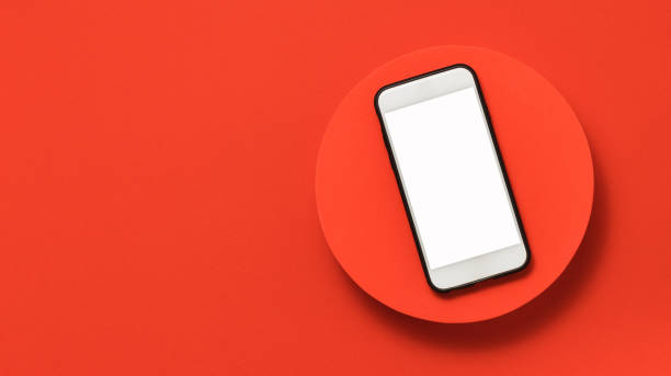 istock Blank screen smartphone with clipping path on the red podium 1423096872