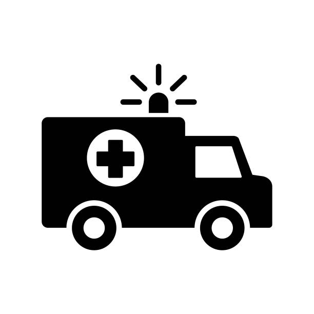 illustrazioni stock, clip art, cartoni animati e icone di tendenza di icona solida dell'ambulanza - ambulanza
