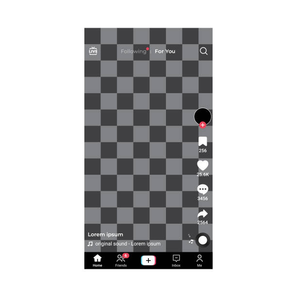 tiktok пустой экран макет пользовательского интерфейса приложения фон - графический интерфейс пользователя stock illustrations