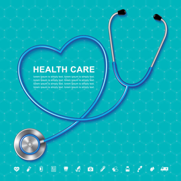stethoscope and heartbeat heart shaped flat icons in medicine, medical, health, cross, healthcare for background concepts vector illustration stethoscope and heartbeat heart shaped flat icons in medicine, medical, health, cross, healthcare for background concepts vector illustration cardiac conduction system stock illustrations