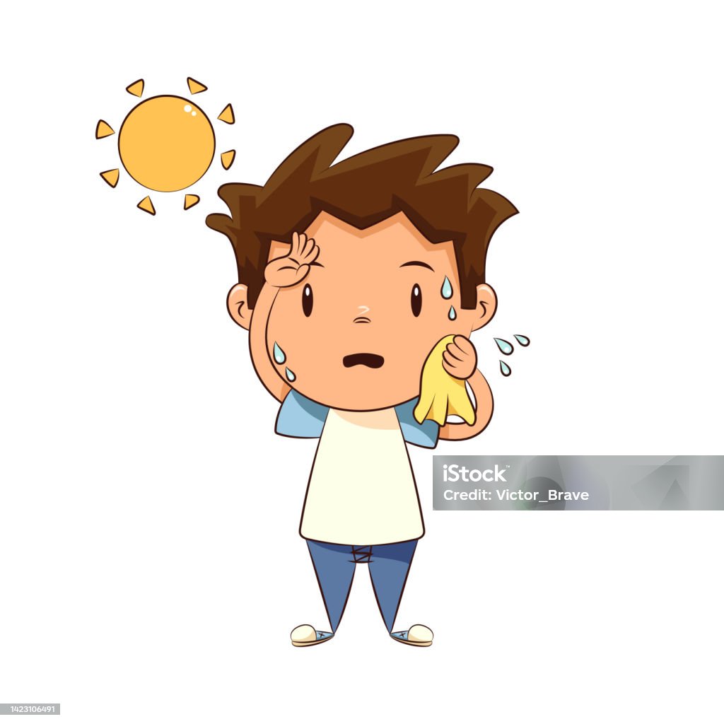 Child Sweating Sunny Day Worried Cute Child Stock Illustration ...