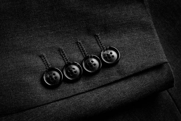 botones de traje business formal fashion wear - sewing close up pattern wool fotografías e imágenes de stock