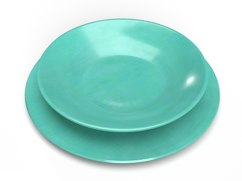 Photoreal 3D illustration of two round ceramic plates