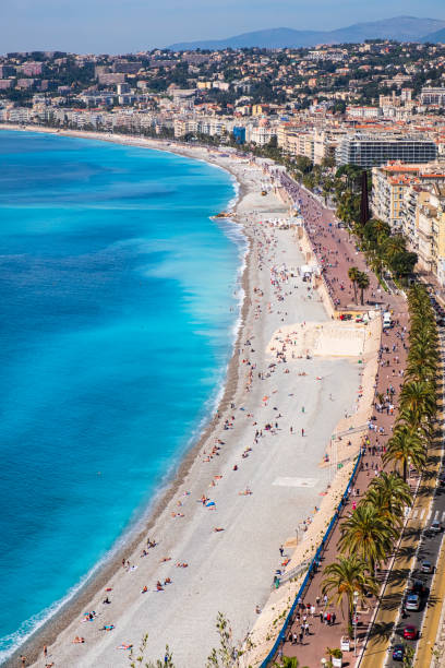 panorama from the colline du château of nice - french riviera - city of nice france french riviera promenade des anglais imagens e fotografias de stock