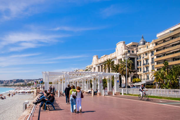 Promenade des Anglais in Nice - French Riviera stock photo
