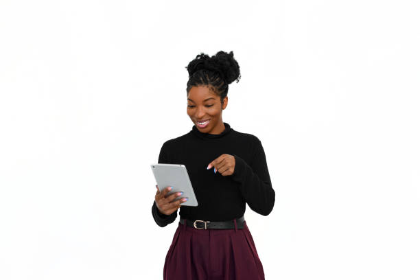 istock Happy African American woman in studio 1423115959