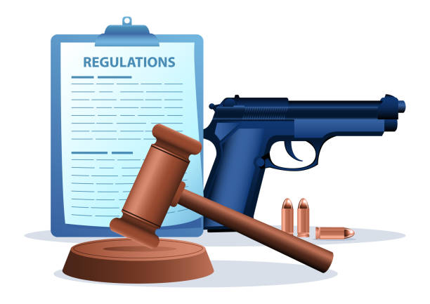 Firearm law and gun control vector art illustration