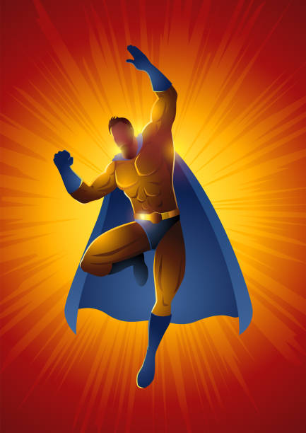 ilustraciones, imágenes clip art, dibujos animados e iconos de stock de superhéroe flying - human muscle flash