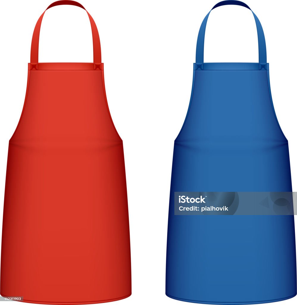 Two kitchen aprons one red and one blue Red and blue kitchen aprons illustration Apron stock vector