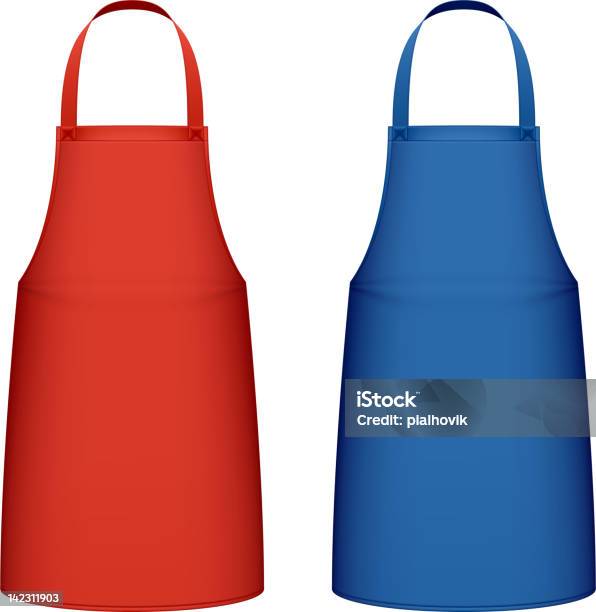 Two Kitchen Aprons One Red And One Blue Stock Illustration - Download Image Now - Apron, Red, Blue