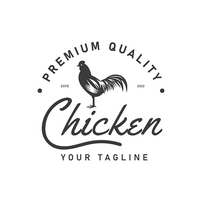 Vintage retro style chicken meat label logo design.illustration,symbol,symbol,vector template