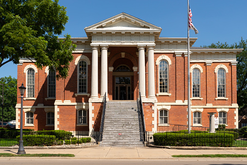 Ottawa, Illinois - United States - August 16th, 2022: Exterior of the Third District Appellate Court Building, constructed from 18571860, in downtown Ottawa, Illinois.