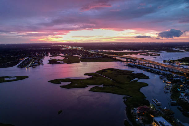 Sunset over the Intracoastal Waterway. Jacksonville Beach, Florida