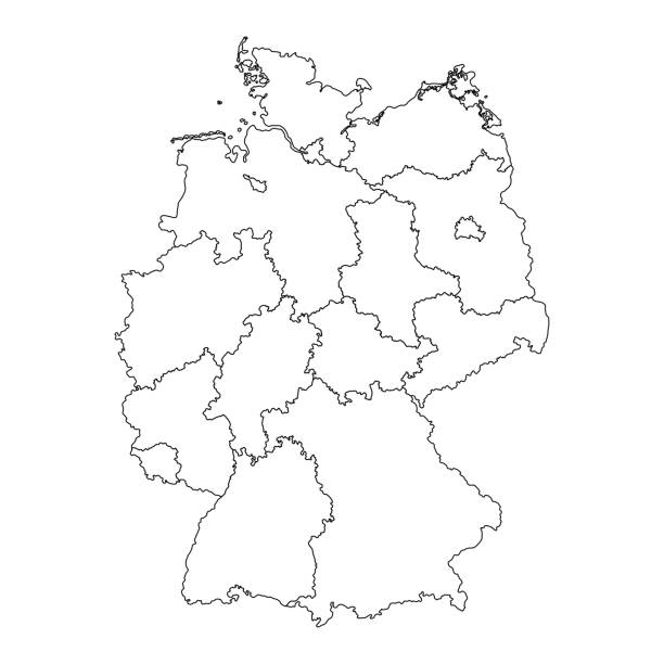 germany map with regions. vector illustration. - bayern 幅插畫檔、美工圖案、卡通及圖標