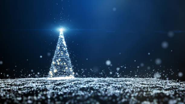 istock Glow blue particles glittering Christmas tree lights 1423130095