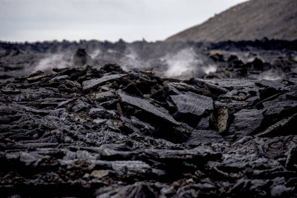 Hot lava in the volcanic area on Iceland
