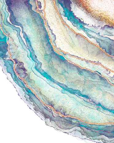 Abstract geode digital drawing, turquoise, close up.
