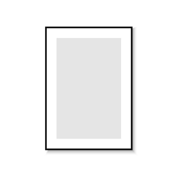 Realistic vector frame with black border and shadow. Isolated on white background. Minimalistic geometric design. Empty space for your content. Can be used like mockup, template, poster, card etc Realistic vector frame with black border and shadow. Isolated on white background. Minimalistic geometric design. Empty space for your content. Can be used like mockup, template, poster, card etc. modern photography art stock illustrations