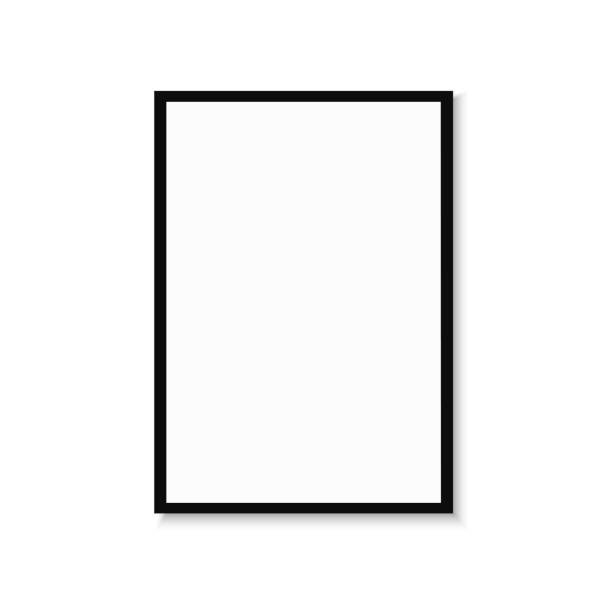 istock Realistic photo frame with black border and shadow. Isolated on white background. Minimalistic geometric design. Empty space for your content. Can be used like mockup, template, poster, card etc 1423134337