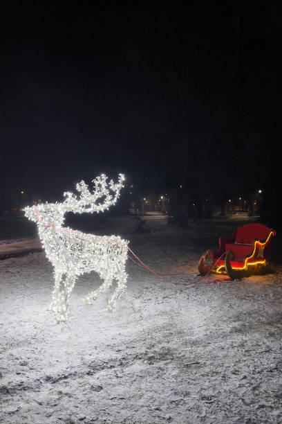 istock Christmas deer in a defocused lights outdoor. 1423142768
