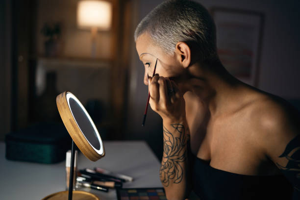 istock Young woman doing make-up for Day of the Dead 1423149751
