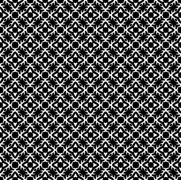 istock Black and white seamless pattern texture. Greyscale ornamental graphic design. Mosaic ornaments. 1423154537