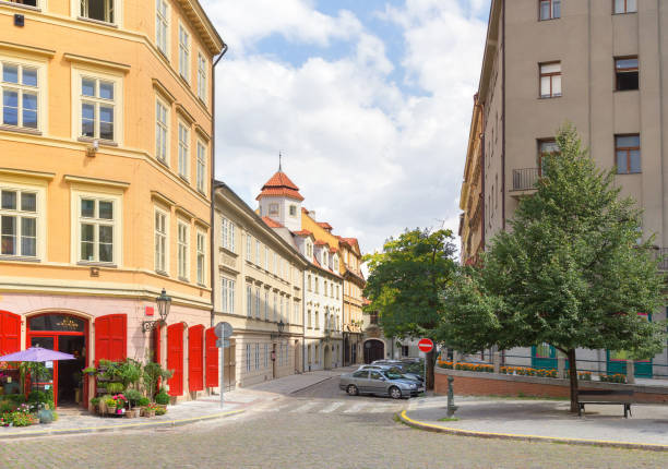 U Obecniho dvora Street in Prague. Czech Republic stock photo