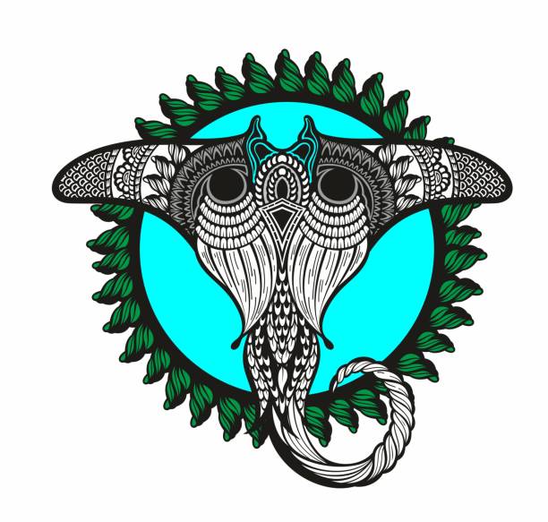 ilustrações de stock, clip art, desenhos animados e ícones de manta ray in maori style. tattoo sketch tribal ethno style. tattoo for divers. - manta ray maori tattoo pattern