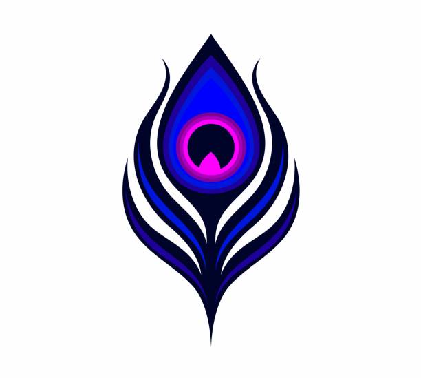 дизайн логотипа павлиньего пера - pattern peacock multi colored decoration stock illustrations